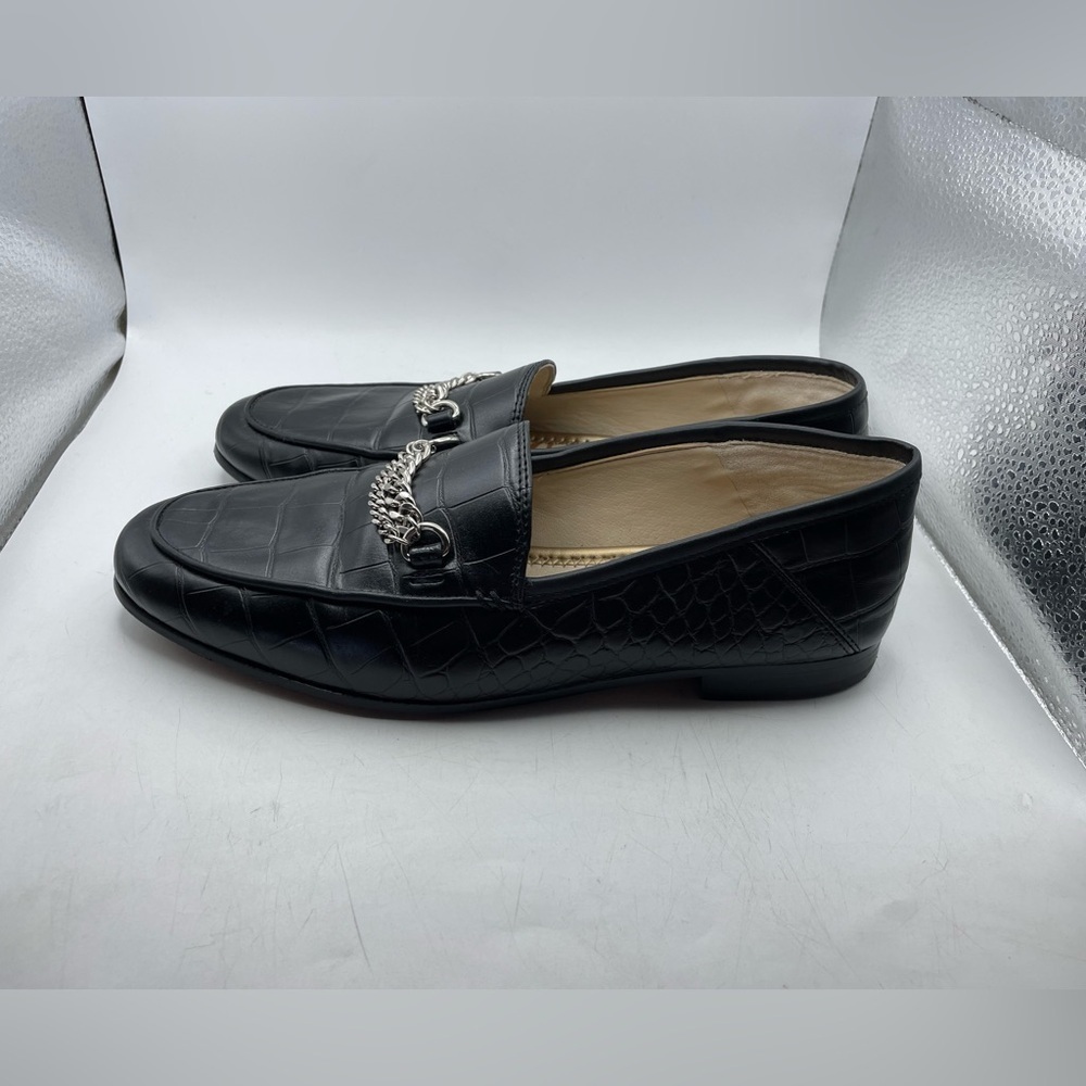 Sam Edelman Lorenzo Black Loafers with Chain Detail size 6